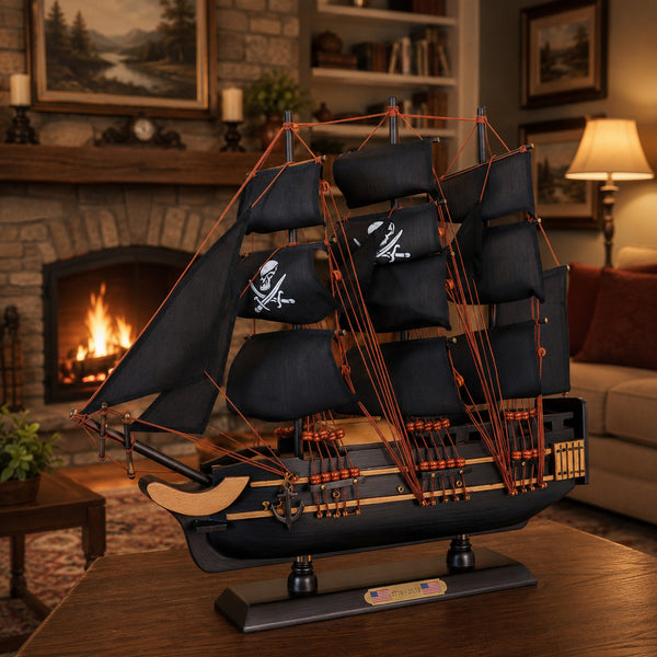 Tall Ship Black Pearl Pirate Miniature Model Ship in Display 