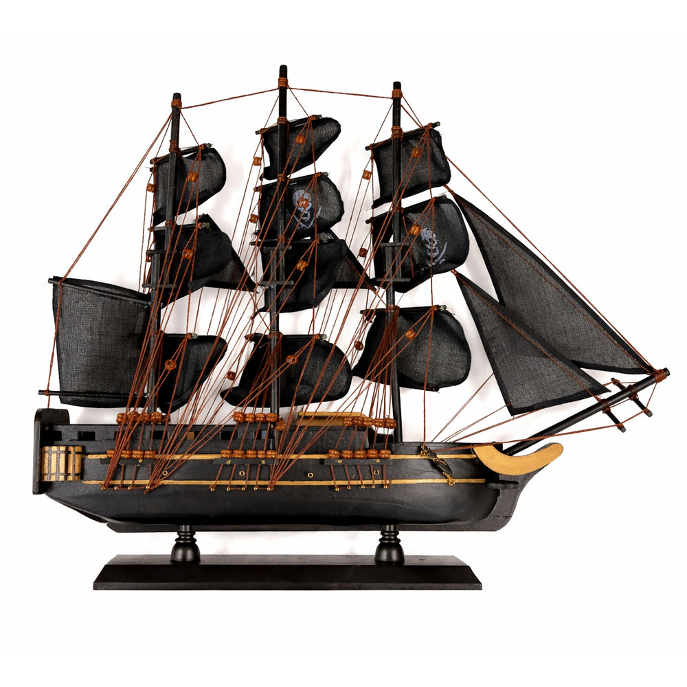 Tall Ship Black Pearl Pirate Miniature Model Ship 19" Length (Jumbo) Right Bow Facing