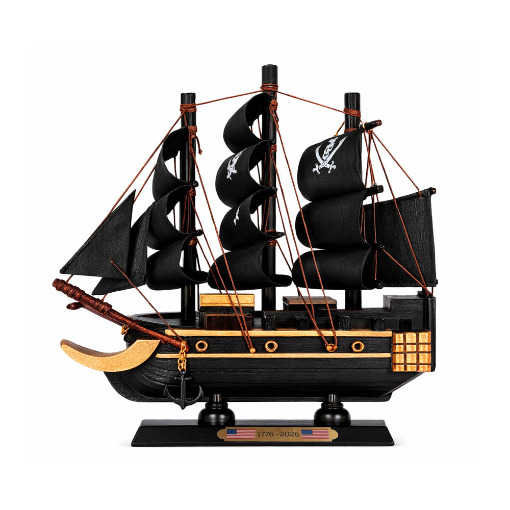 Tall Ship Black Pearl Pirate Miniature Model Ship 6" Length (Medium) Left Bow Facing