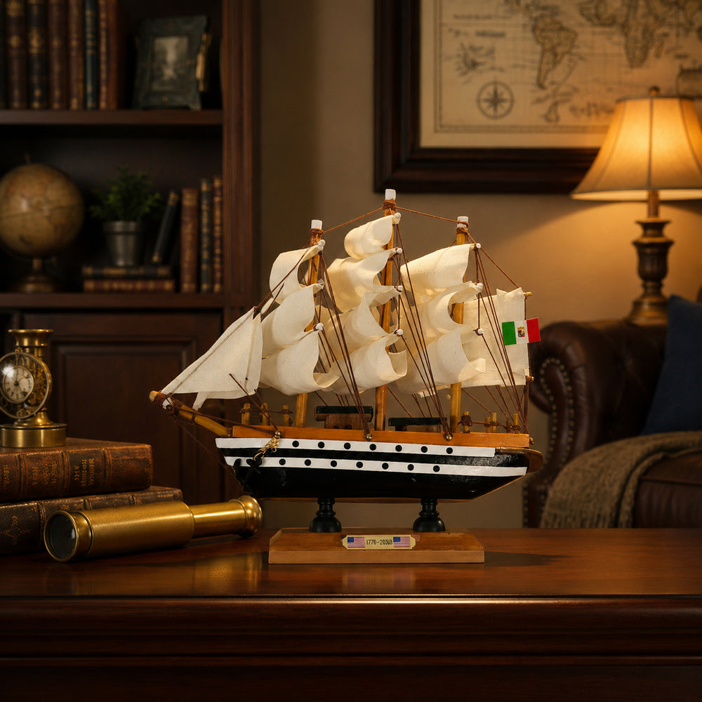 Tall Ship Classic Wooden Amerigo Vespucci Miniature Model Ship in Display