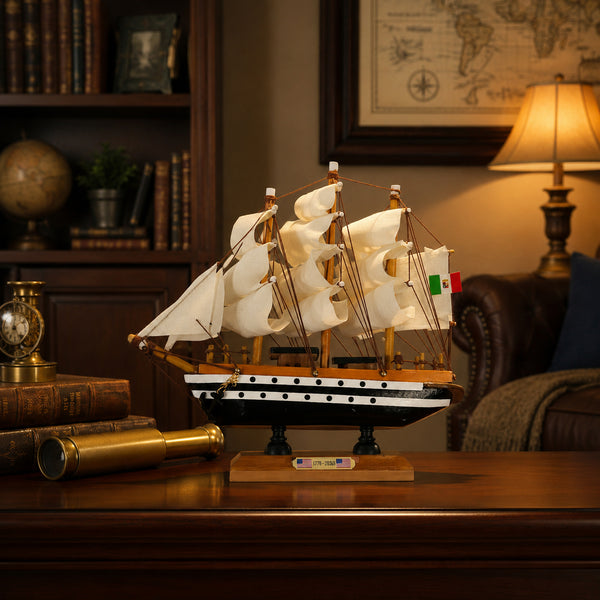 Tall Ship Classic Wooden Amerigo Vespucci Miniature Model Ship in Display
