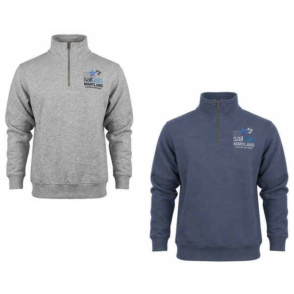 Sail250 Maryland Primary Logo Embroidered Cotton Long Sleeve 1/4 Zip Sweatshirt Available Colors