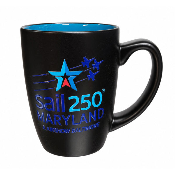 Sail250 Maryland Primary Logo 12 oz Coffee Mug Black Product View