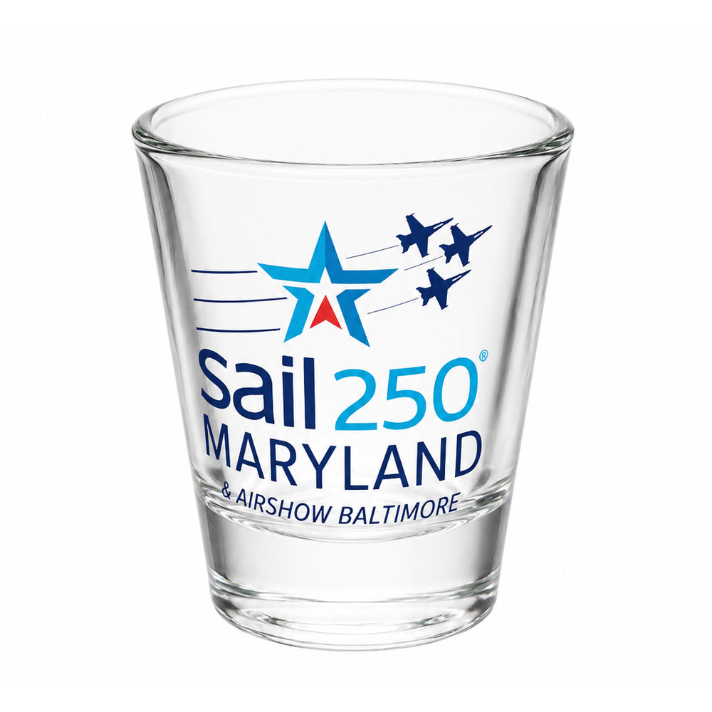 Sail250 Maryland Primary Logo Shot Glass Product View